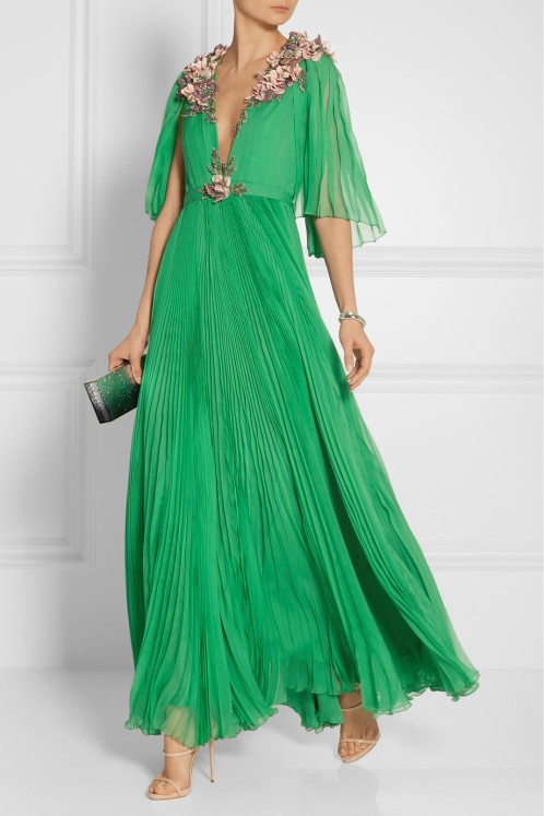 GUCCI Embellished plissé silk-chiffon gown$28,000